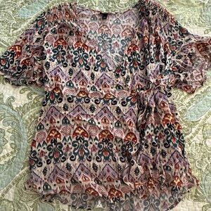 Torrid Boho Print Wrap Blouse